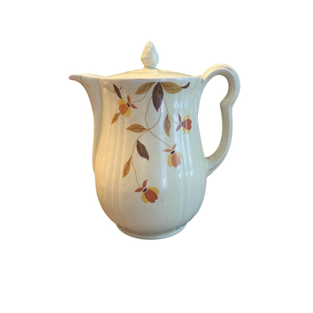 Hall China Autumn Leaf Jewel Tea Lidded Coffee Pot Vintage Fall